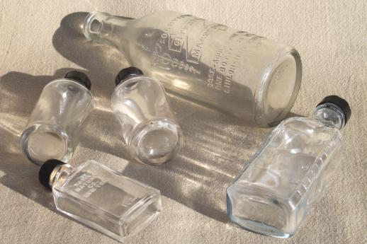 photo of vintage glass bottle lot, drugstore medicine bottles & eyedropper bottles #10