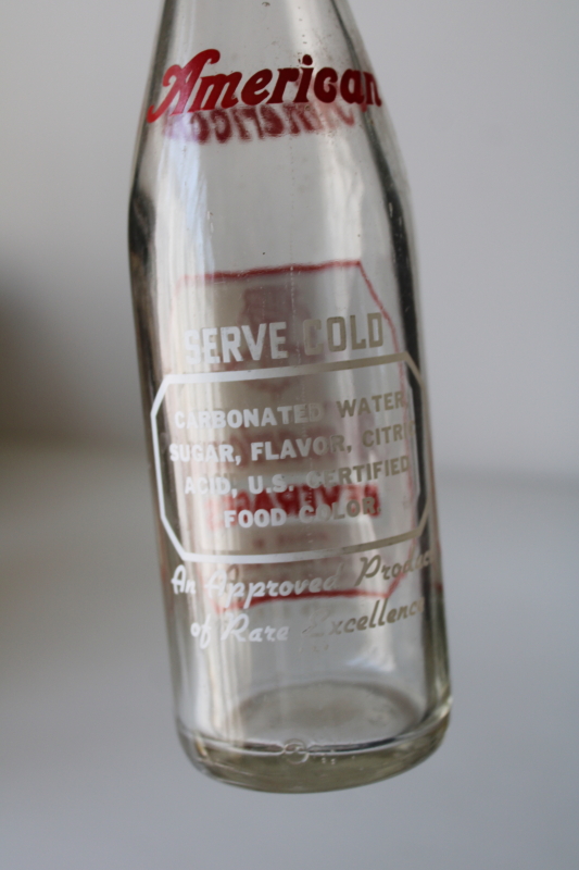 photo of vintage glass bottle red & white print label American Beverages Soda Water soft drink Milwaukee Wisconsin #4