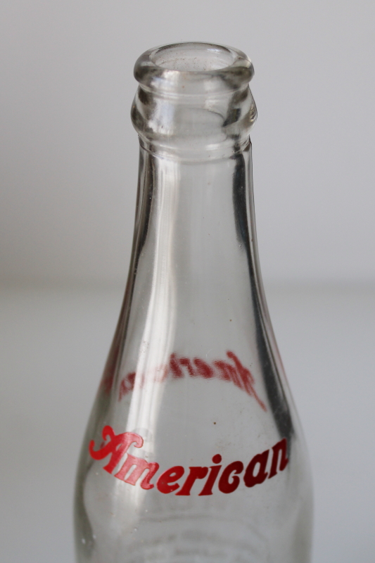 photo of vintage glass bottle red & white print label American Beverages Soda Water soft drink Milwaukee Wisconsin #6