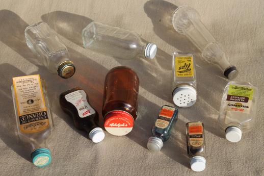 photo of vintage glass bottles lot, kitchen spice bottle / extracts & flavoring bottles #2