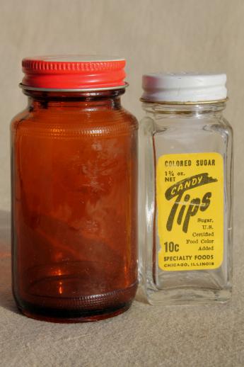 photo of vintage glass bottles lot, kitchen spice bottle / extracts & flavoring bottles #7