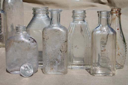 photo of vintage glass bottles lot, medicine bottles, ink bottles, household chemical bottles #2