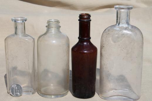 photo of vintage glass bottles lot, medicine bottles, ink bottles, household chemical bottles #4