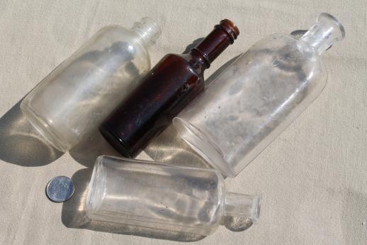 photo of vintage glass bottles lot, medicine bottles, ink bottles, household chemical bottles #5