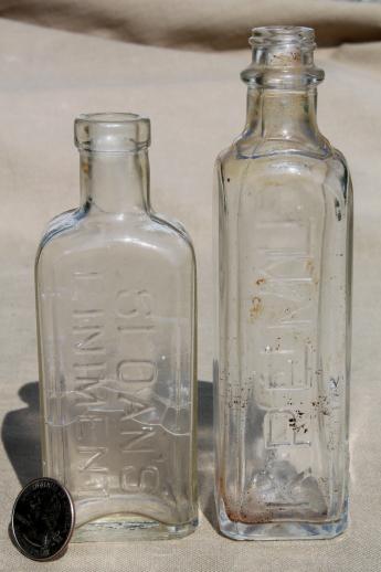 photo of vintage glass bottles lot, medicine bottles, ink bottles, household chemical bottles #6