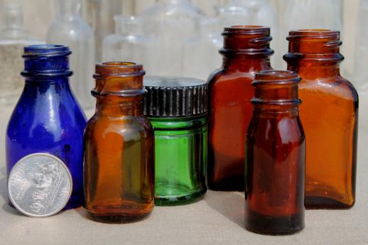 photo of vintage glass bottles lot, medicine bottles, ink bottles, household chemical bottles #8