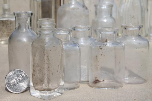 photo of vintage glass bottles lot, medicine bottles, ink bottles, household chemical bottles #10