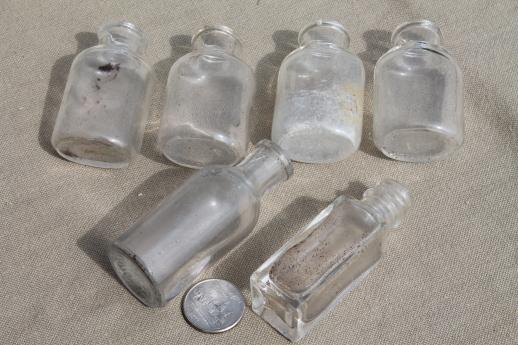 photo of vintage glass bottles lot, medicine bottles, ink bottles, household chemical bottles #11