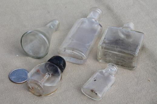 photo of vintage glass bottles lot, medicine bottles, ink bottles, household chemical bottles #13