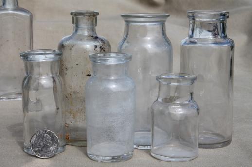 photo of vintage glass bottles lot, medicine bottles, ink bottles, household chemical bottles #14