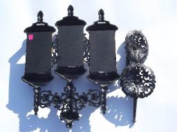 catalog photo of vintage glass boudoir lamps, mantle lamp set made for prisms or lusters