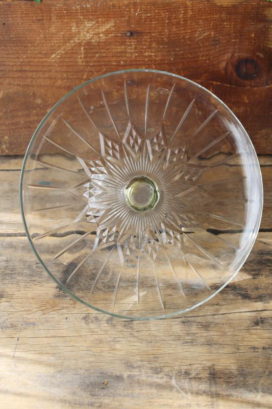 photo of vintage glass cake plate, Canfield pattern Anchor Hocking clear glass cake stand #1