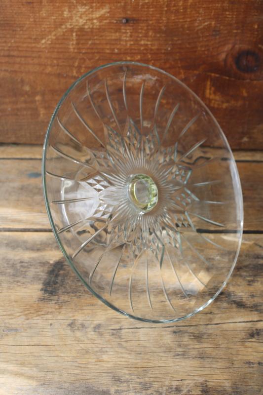 photo of vintage glass cake plate, Canfield pattern Anchor Hocking clear glass cake stand #3