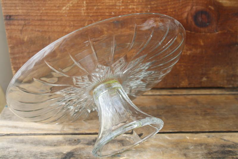 photo of vintage glass cake plate, Canfield pattern Anchor Hocking clear glass cake stand #4