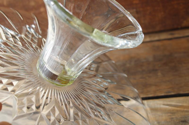 photo of vintage glass cake plate, Canfield pattern Anchor Hocking clear glass cake stand #6