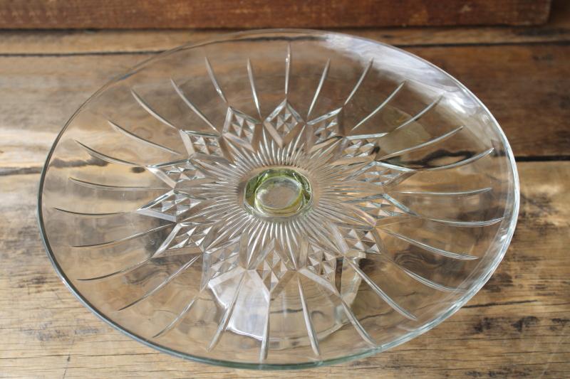 photo of vintage glass cake plate, Canfield pattern Anchor Hocking clear glass cake stand #7