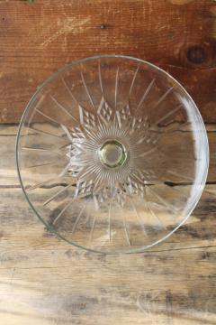 catalog photo of vintage glass cake plate, Canfield pattern Anchor Hocking clear glass cake stand