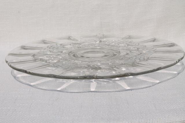 photo of vintage glass cake stand, low footed plate or serving tray w/ della robbia fruit garland #2