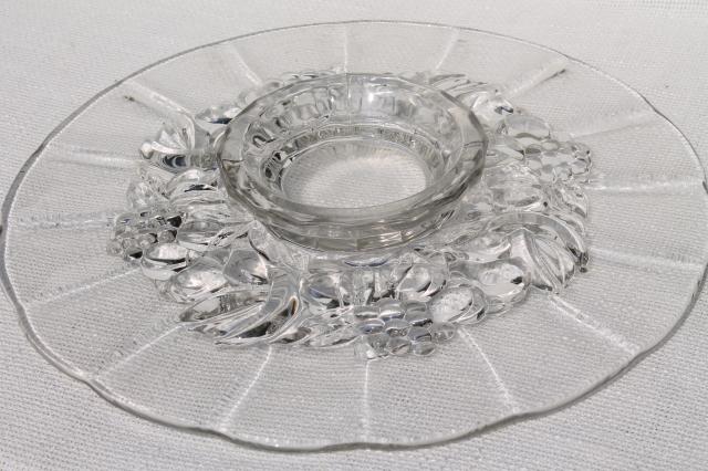 photo of vintage glass cake stand, low footed plate or serving tray w/ della robbia fruit garland #4