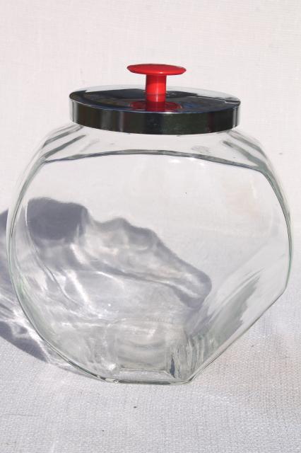 photo of vintage glass canister / cookie jar, old fashioned general store counter cracker jar #4