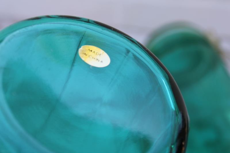 photo of vintage glass canisters set, teal green french canning jars w/ wire closures hermetic seal lids #5