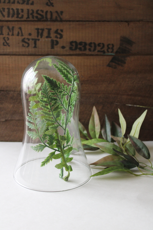 photo of vintage glass cloche, bell shaped display dome hand blown glass  #2