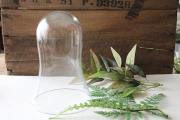 catalog photo of vintage glass cloche, bell shaped display dome hand blown glass 