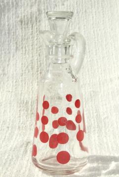 catalog photo of vintage glass cruet bottle red dots polka dot - Fire King? Hazel Atlas? Federal glass?