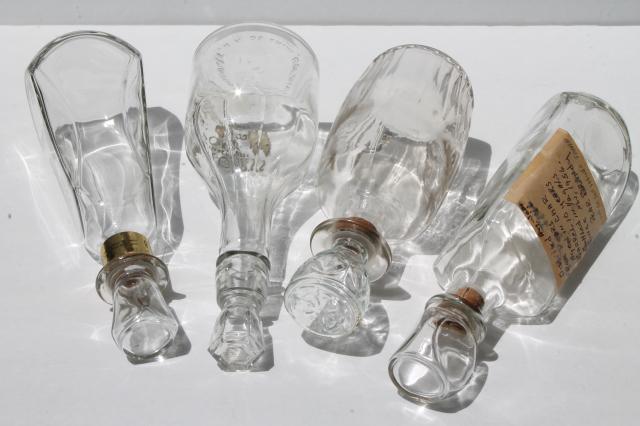 photo of vintage glass decanter bottle lot, mid-century mod barware, genie Beam bottles & wine bottles #5