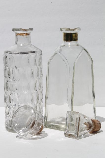 photo of vintage glass decanter bottle lot, mid-century mod barware, genie Beam bottles & wine bottles #11