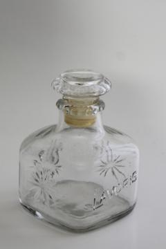 catalog photo of vintage glass decanter embossed Lavoris, old mouthwash medicine bottle