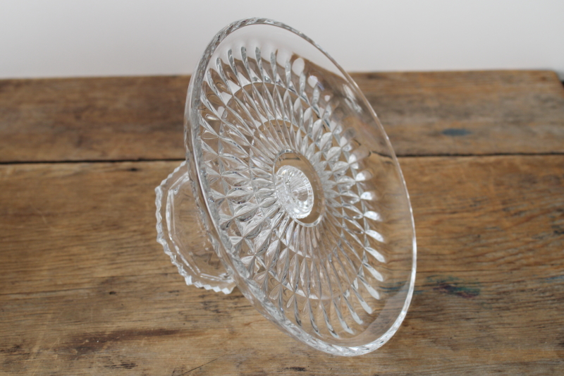 photo of vintage glass dessert pedestal, mini cake stand for a small fancy cake or cupcake  #2