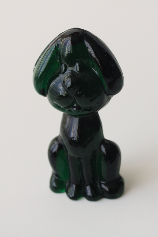 photo of vintage glass dog figurine, snoopy beagle or hound w/ floppy ears #1