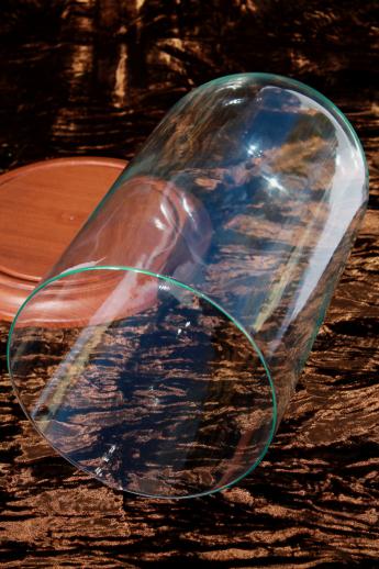 photo of vintage glass dome with wood base, replacement cover for old anniversary clock #4