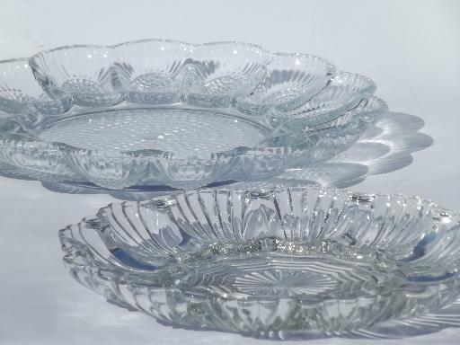 photo of vintage glass egg plates, divided serving trays for deviled eggs #1