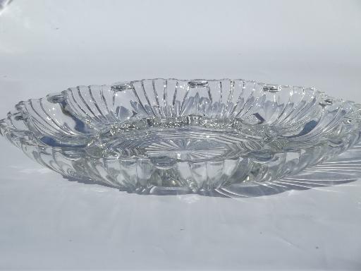 photo of vintage glass egg plates, divided serving trays for deviled eggs #3