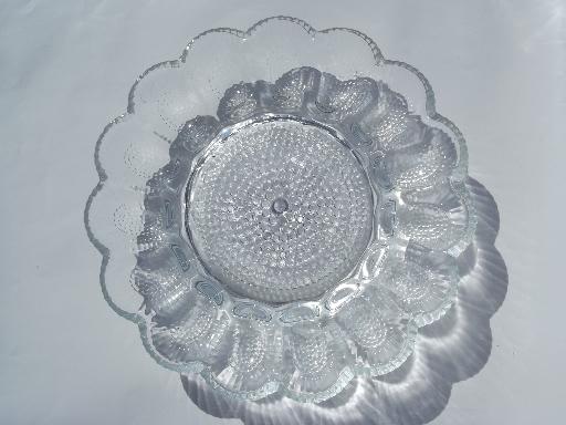 photo of vintage glass egg plates, divided serving trays for deviled eggs #4