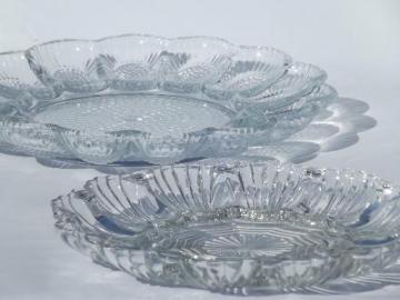 catalog photo of vintage glass egg plates, divided serving trays for deviled eggs