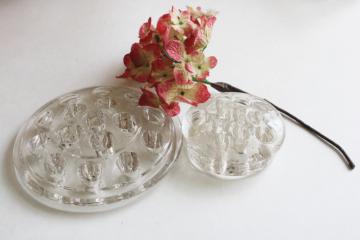 catalog photo of vintage glass flower frogs, flowers stem holders for arrangements in planters, vases