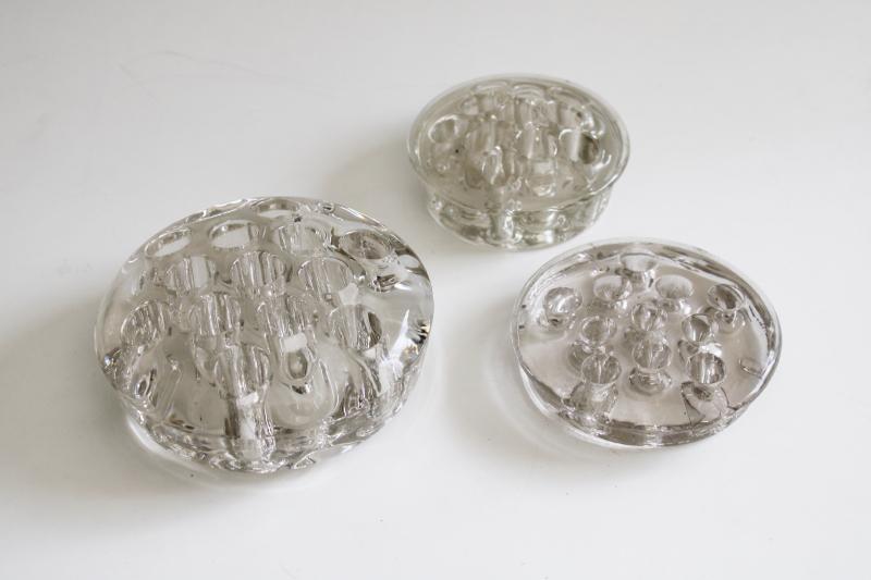 photo of vintage glass flower frogs, planter or vase inserts, holders for floral arrangements #1