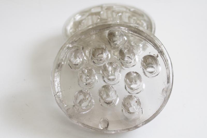 photo of vintage glass flower frogs, planter or vase inserts, holders for floral arrangements #5