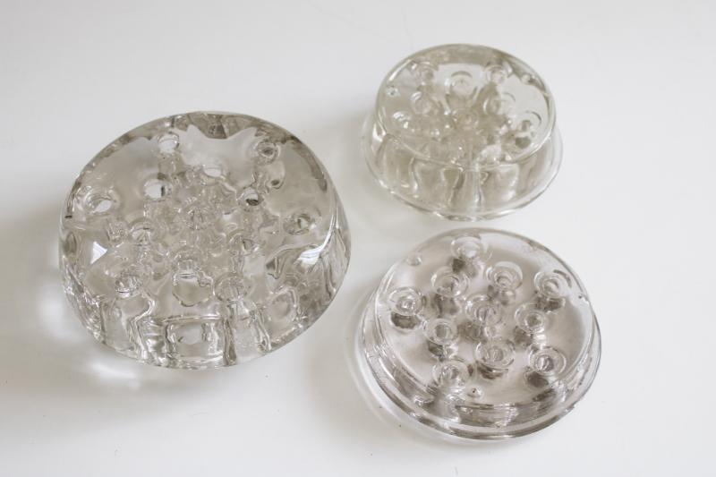 photo of vintage glass flower frogs, planter or vase inserts, holders for floral arrangements #7