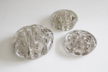 catalog photo of vintage glass flower frogs, planter or vase inserts, holders for floral arrangements