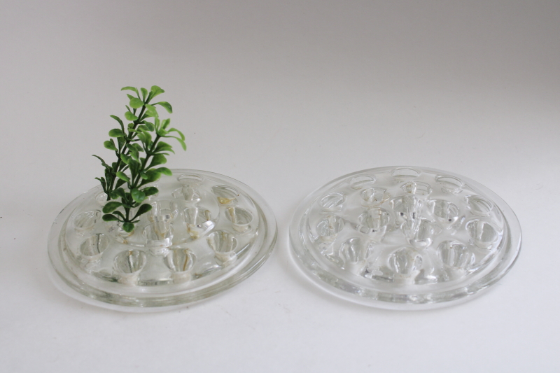 photo of  vintage glass flower frogs, planter or vase inserts, holders for floral arrangements #1