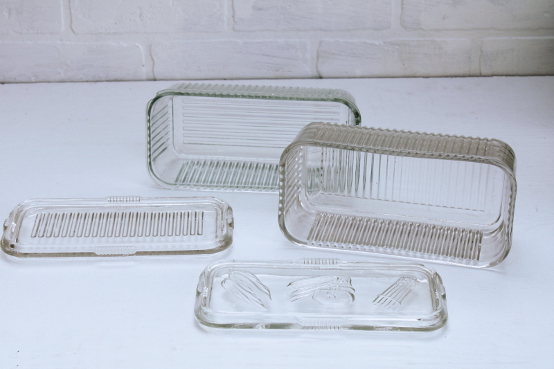 photo of vintage glass fridge containers, refrigerator dishes w/ lids, retro fridgies for storage or leftovers #6