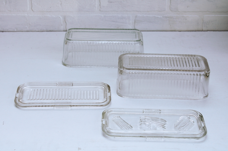 photo of vintage glass fridge containers, refrigerator dishes w/ lids, retro fridgies for storage or leftovers #8