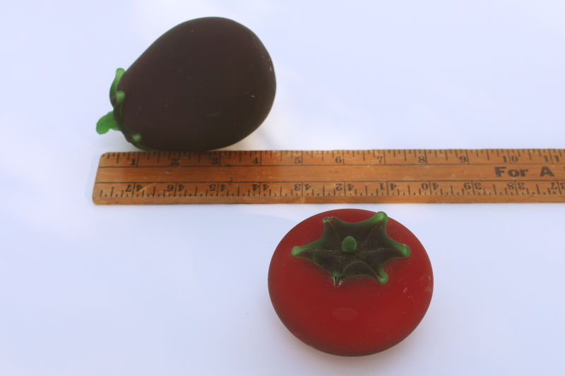 photo of vintage glass fruit, tomato and eggplant hand blown art glass paperweight vegetables  #4