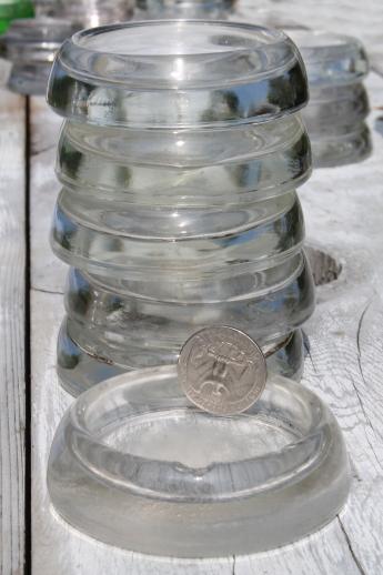 photo of vintage glass furniture coasters sliders, green depression & clear glass #5