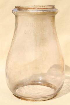 catalog photo of vintage glass globe Winfield Warren, replacement lamp shade for railroad or barn lantern