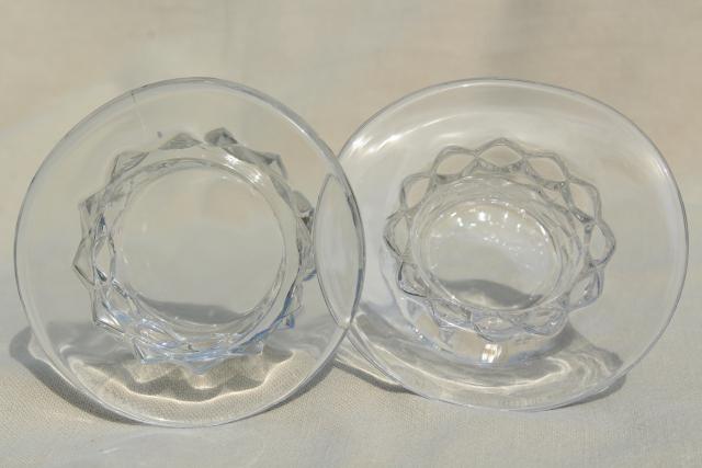 photo of vintage glass hats, top hat & flat hat Fostoria American cube pattern glass #7